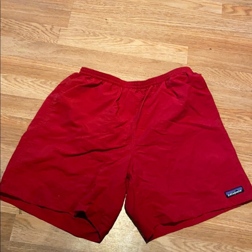 Men’s red Patagonia board shorts